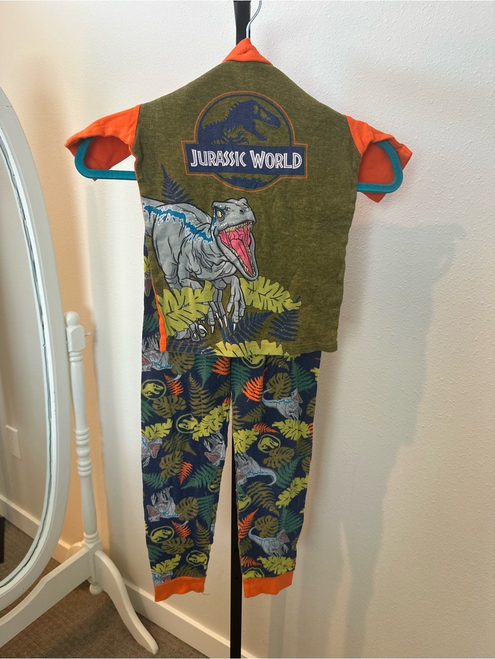 Kids Dinosaur Pajama Set - Olive Green & Navy